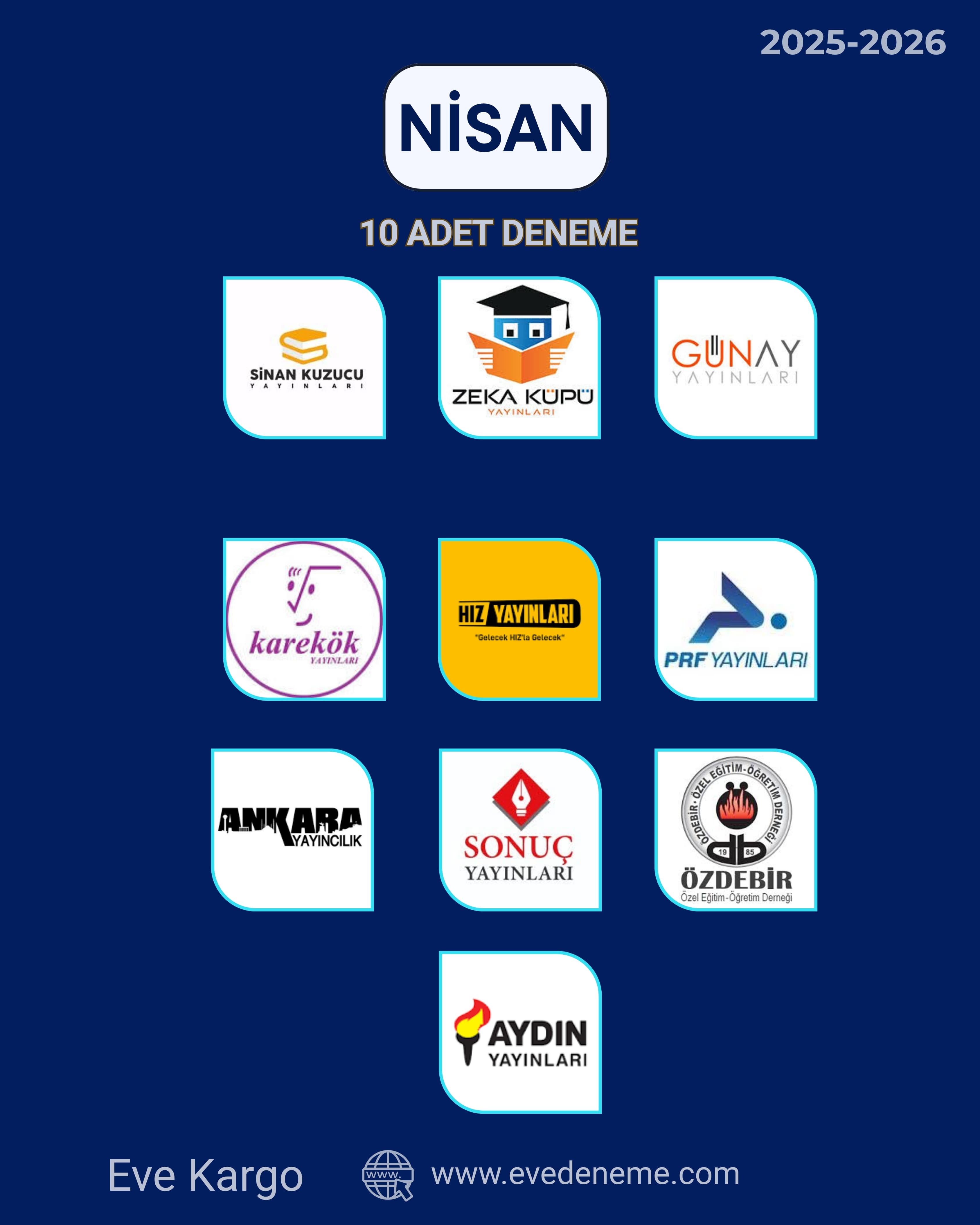 2025-2026 LGS Nisan Deneme Paketi | Panelli ve Panelsiz Seçenek | Eve Kargo - Panelli