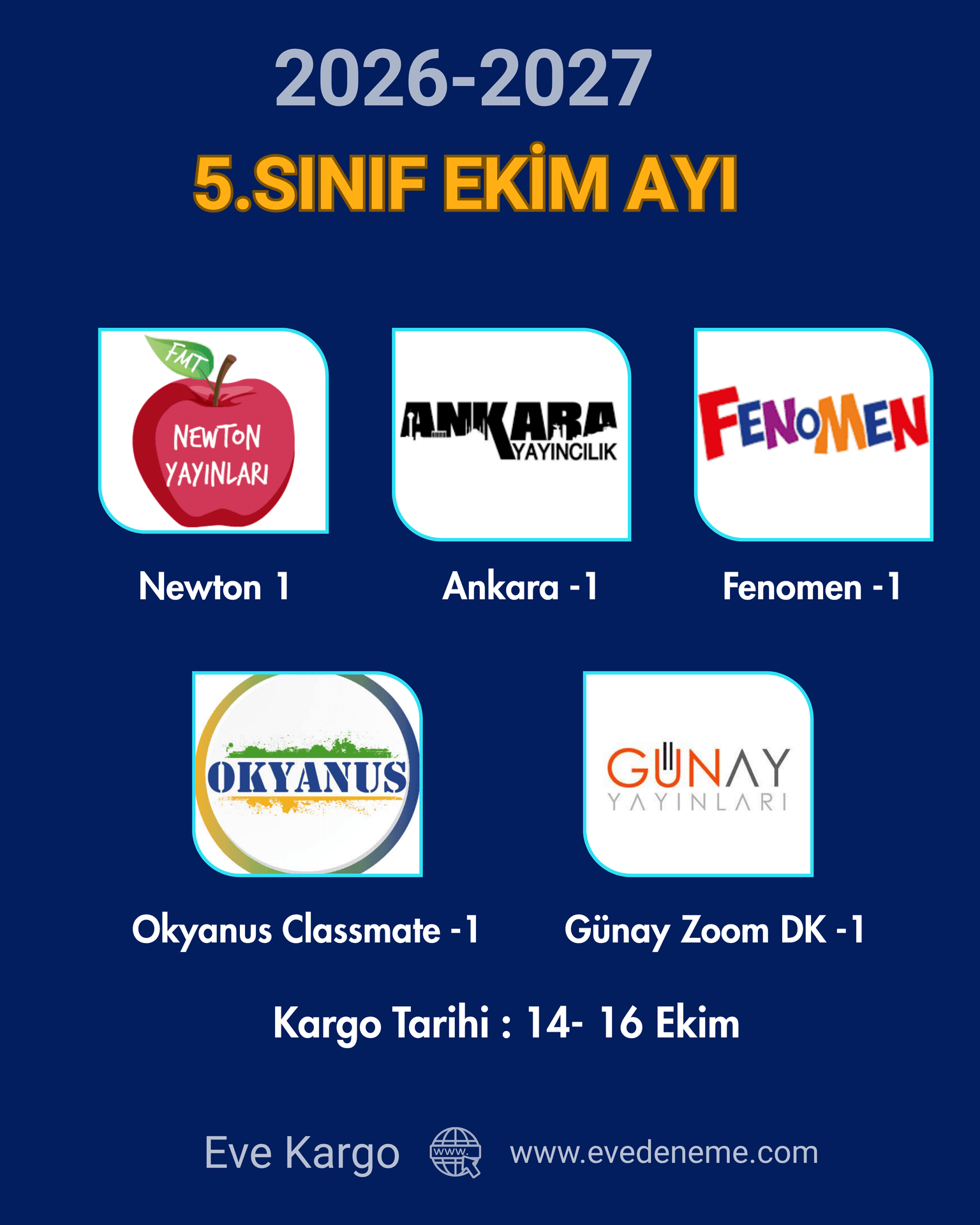 2026-2027 5. Sınıf Ekim Ayı Deneme Paketi | Türkiye Geneli Sıralama | EveDeneme