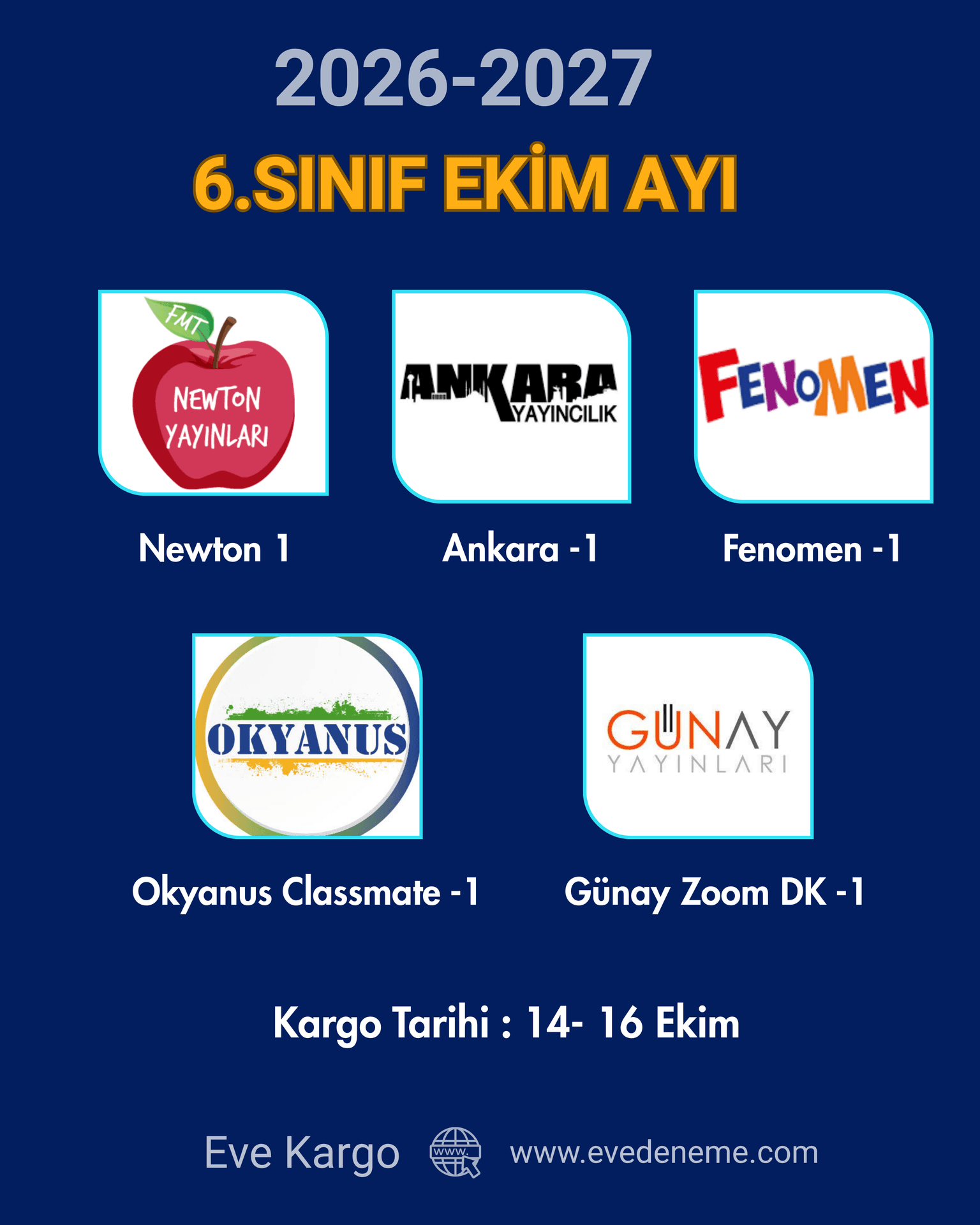 6. Sınıf Ekim Ayı Deneme Seti | Online Optik & Anında Sonuç | EveDeneme