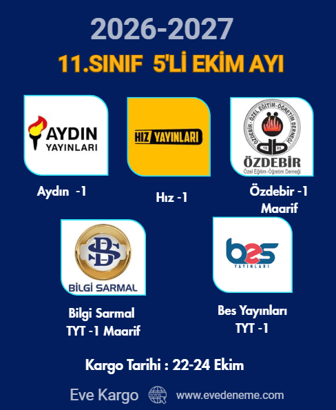 11. Sınıf Ekim Ayı 5'li Deneme Paketi 2026-2027 | Türkiye Geneli Sıralama