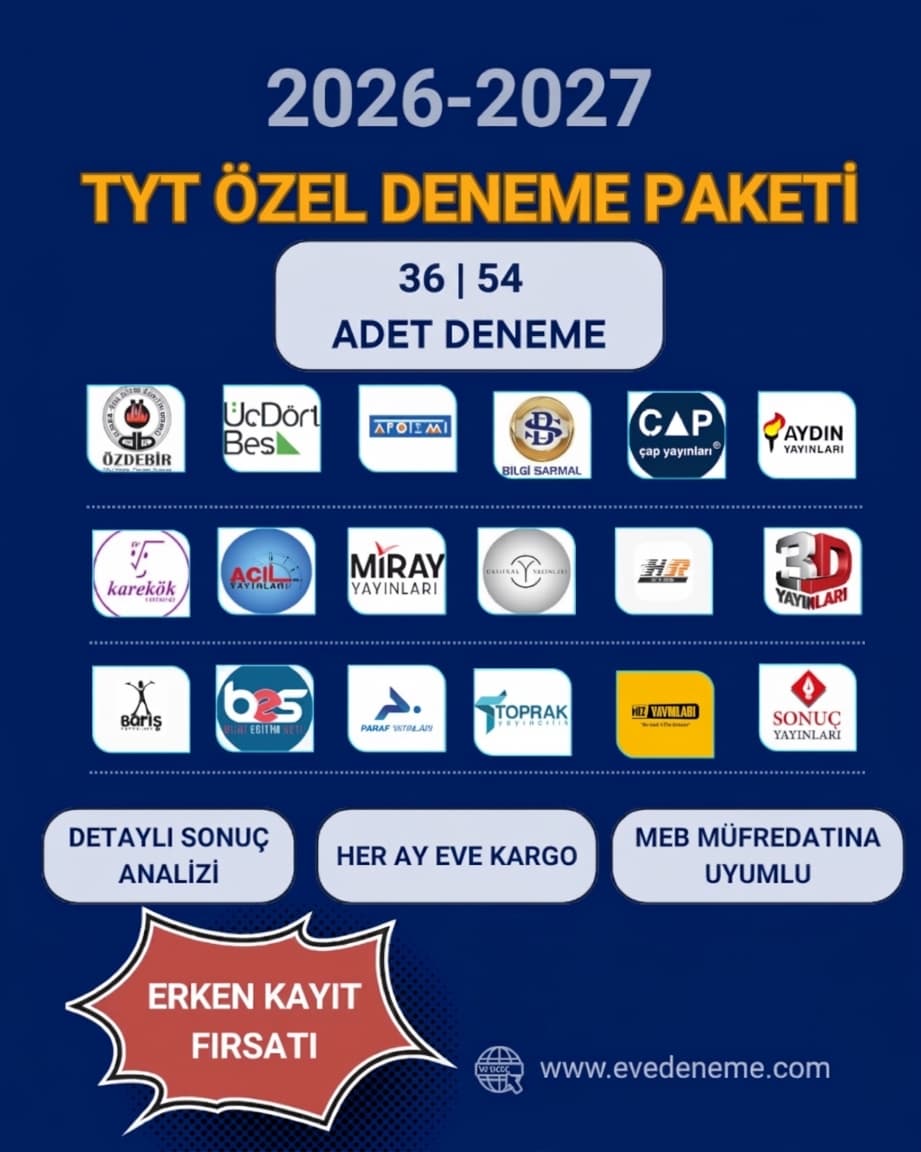 2026-2027 TYT Özel Deneme Paketi | 36 ve 54 Deneme Seçenekleri