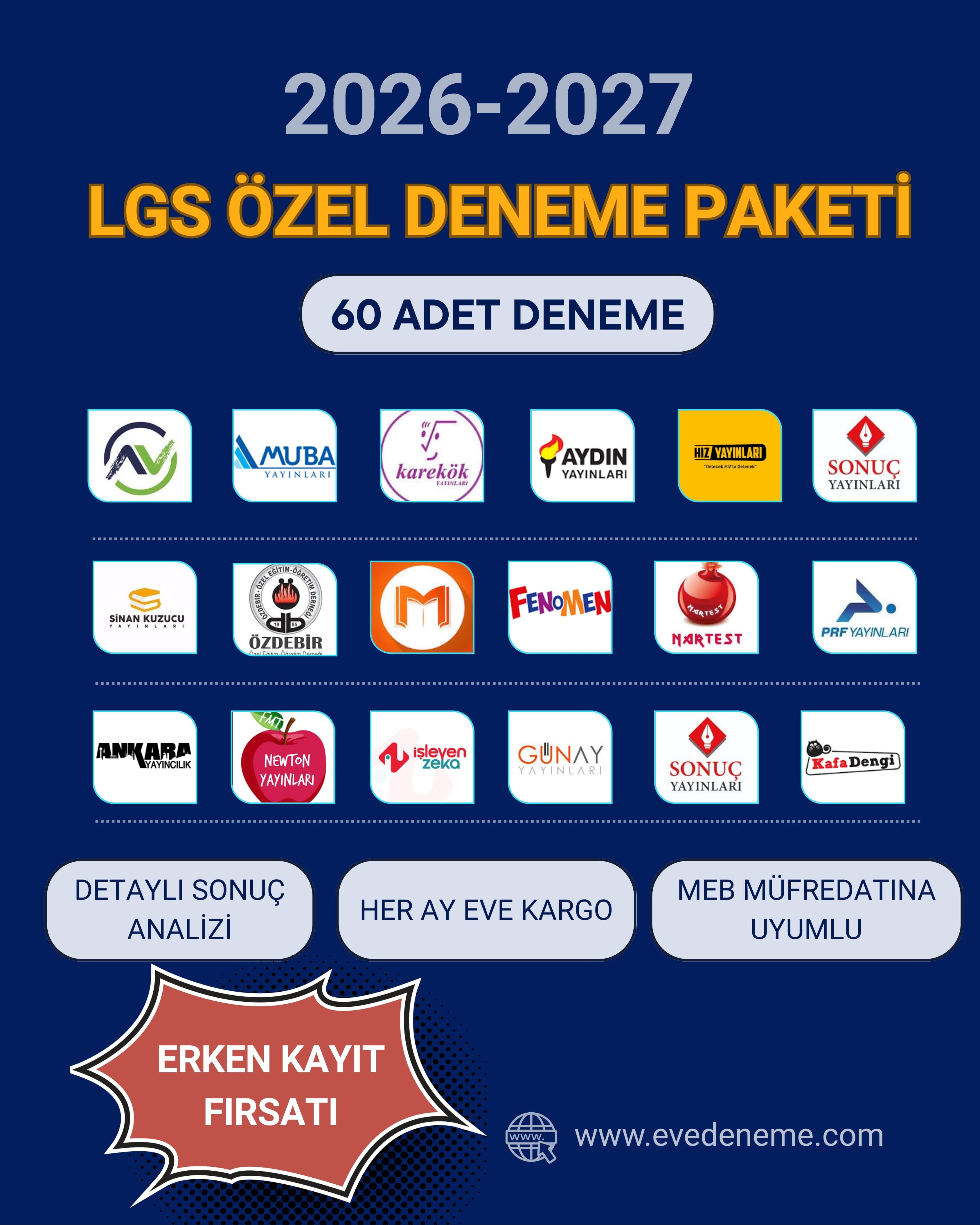 LGS 2026-2027 Yıllık 60’lı Deneme Paketi | Evde LGS Deneme Sınavı ve Analiz