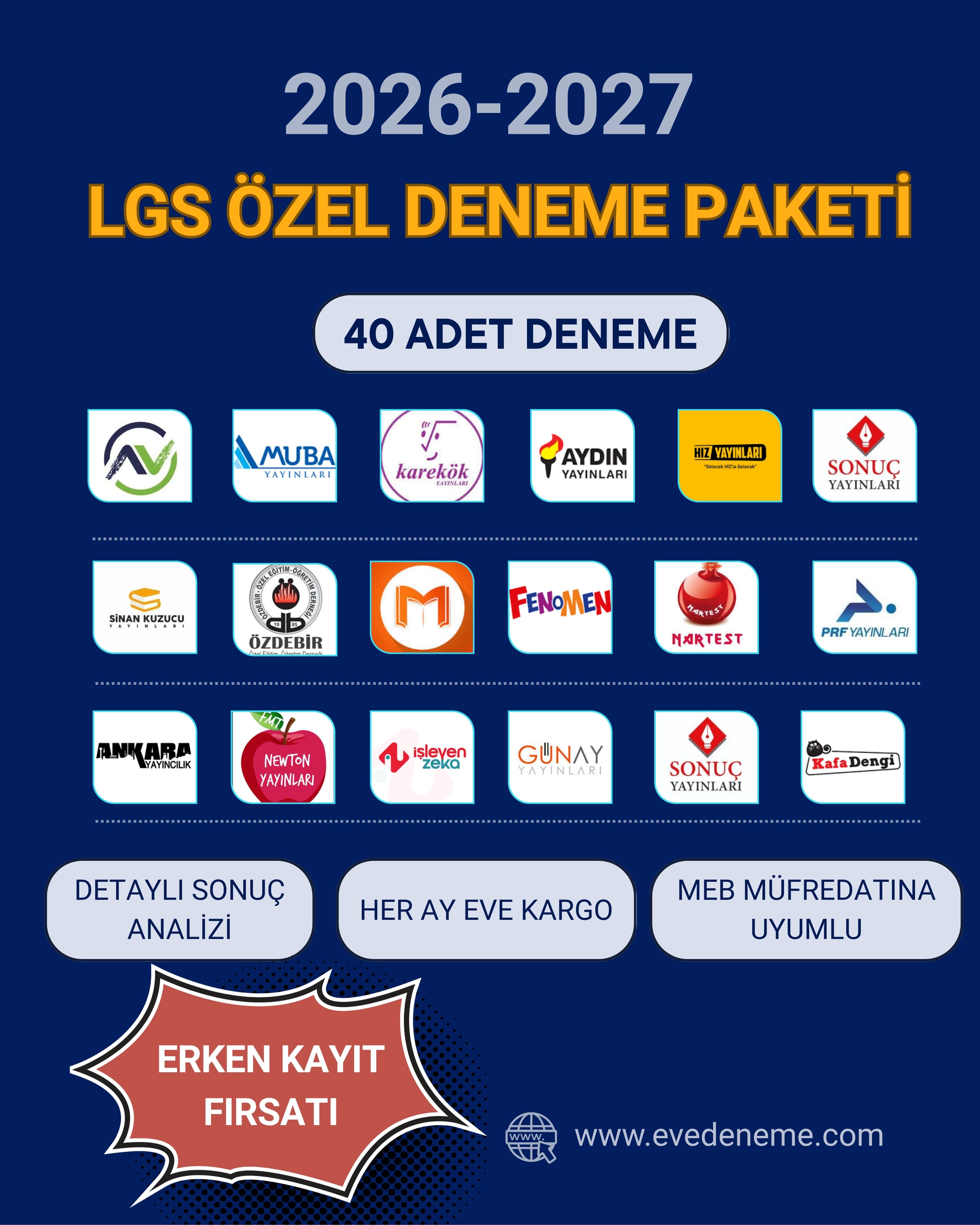 LGS 2026-2027 Yıllık 40’lı Deneme Paketi | Evde LGS Deneme Sınavı ve Analiz