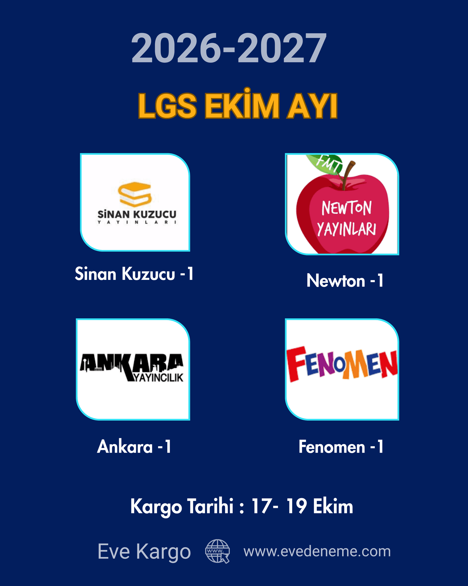 2026-2027 LGS Ekim Ayı Deneme Paketi | Online Analizli Seçeneğiyle| EveDeneme