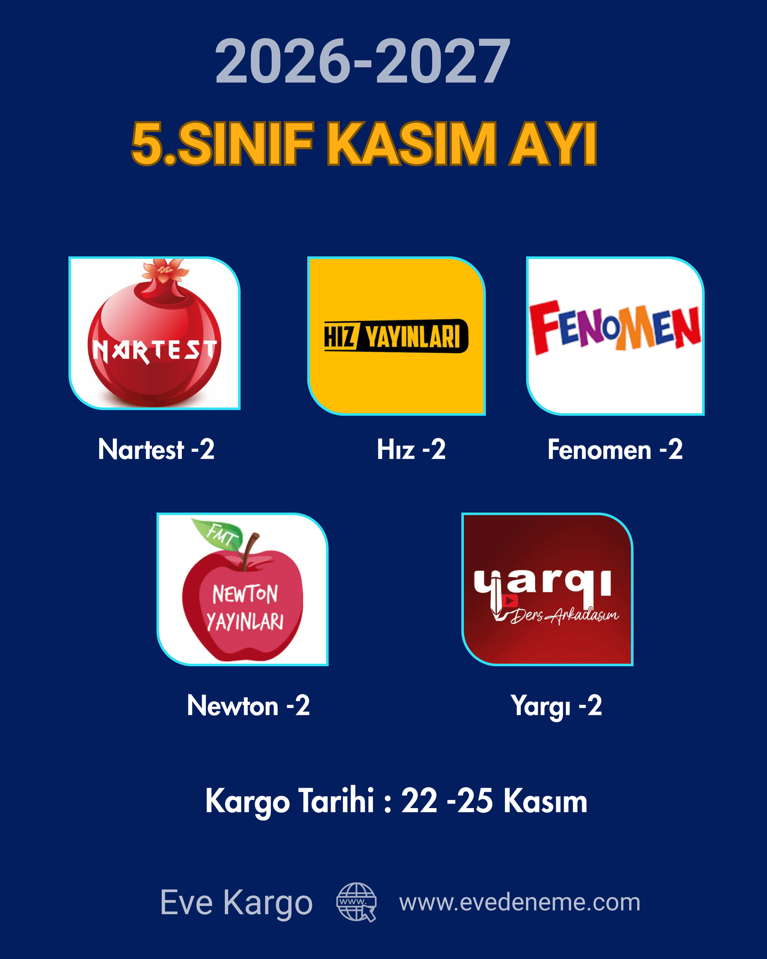 5. Sınıf Kasım Ayı 5'li Deneme Paketi | 2026-2027