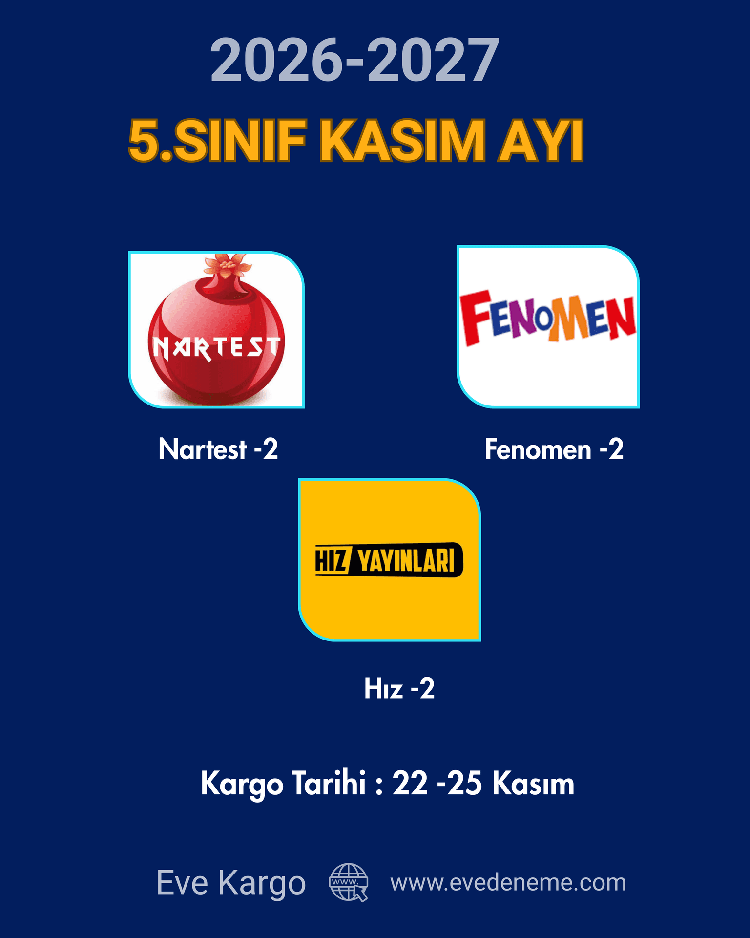 5. Sınıf Kasım 2026 3'lü Deneme Paketi | Nartest, Fenomen, Hız